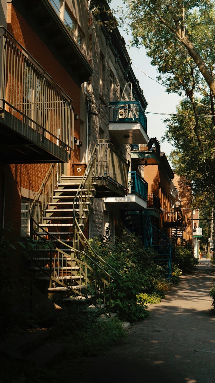 charming urban street with residential buildings
