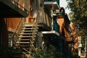 charming urban street with residential buildings