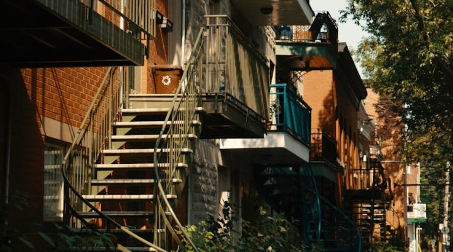 charming urban street with residential buildings